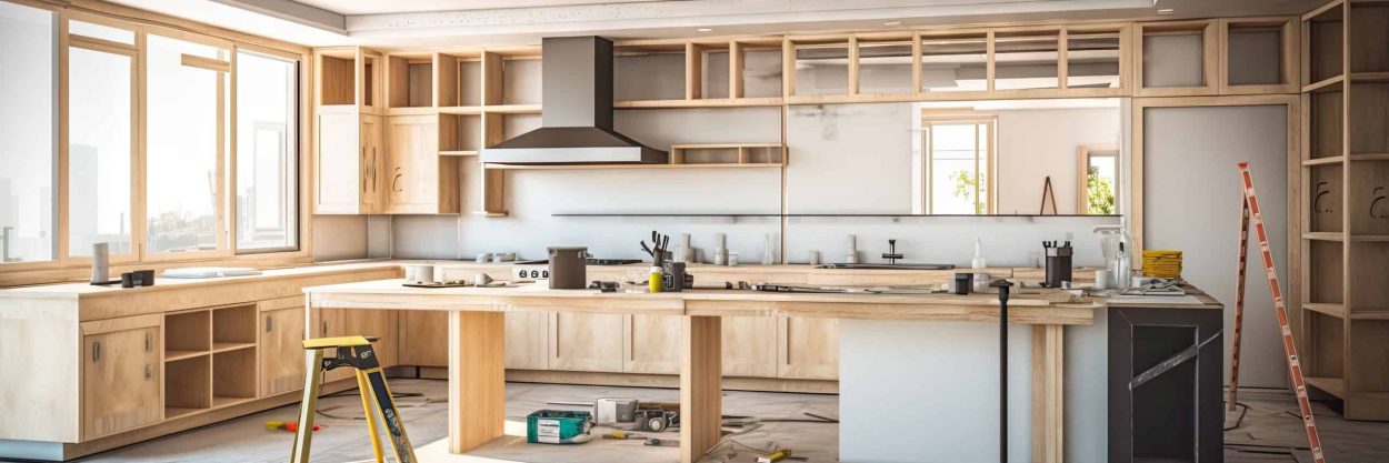 Preparing kitchen for installation of custom new features in modern home improvement